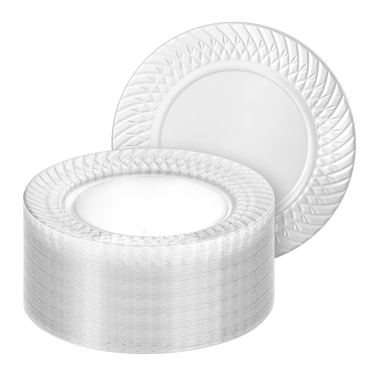 100 Pack 6.25 Inch Clear Plastic Disposable Plates Elegant Heavy